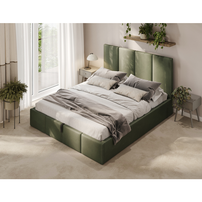 Designer Polsterbett in Khaki Farbe